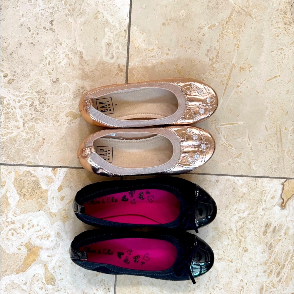 GAP rose gold and black Flats girls